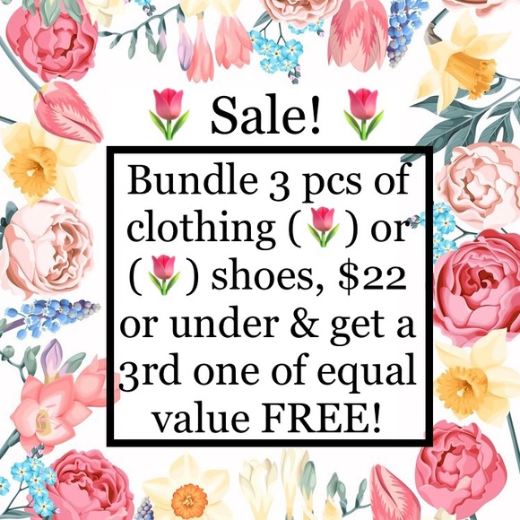 SALE! Bundle 3 pieces of Clothing or Shoes $22 or Less & Get the 3rd one Free - Picture 1 of 2